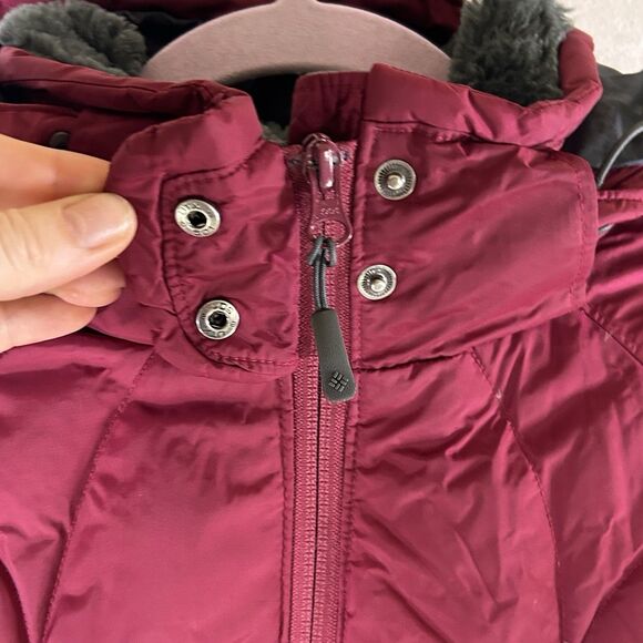 Columbia Women's Down Puffer Ski Jacket Parka Fleece Lined Hood Red Medium - Picture 5 of 15